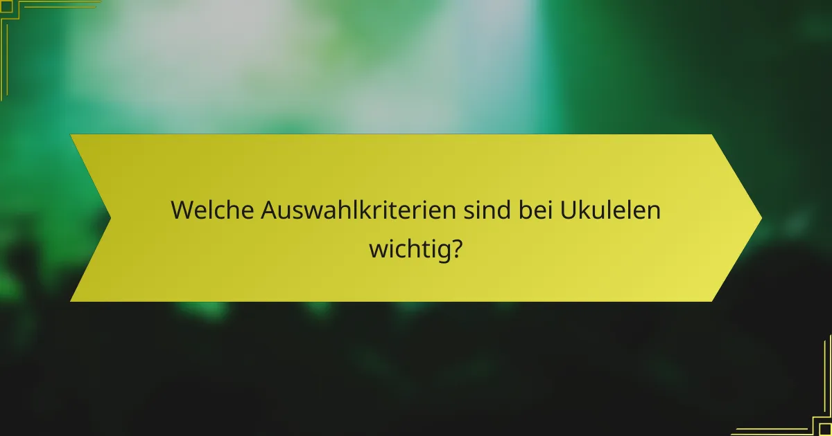 Welche Auswahlkriterien sind bei Ukulelen wichtig?