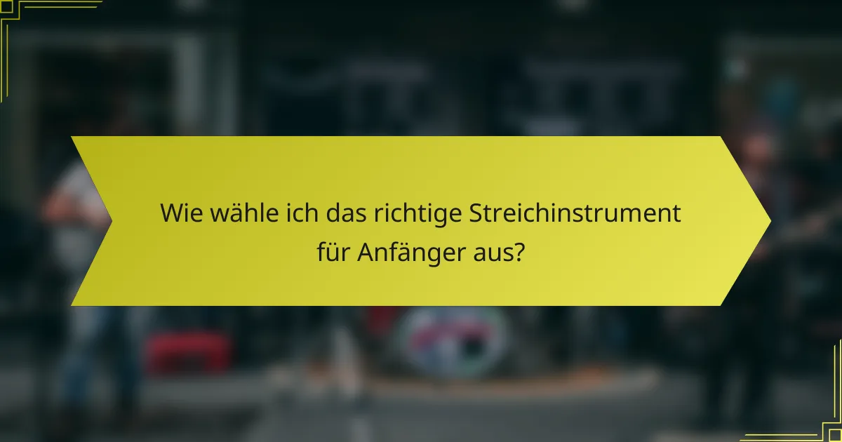 Wie wähle ich das richtige Streichinstrument für Anfänger aus?