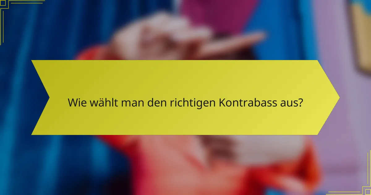 Wie wählt man den richtigen Kontrabass aus?